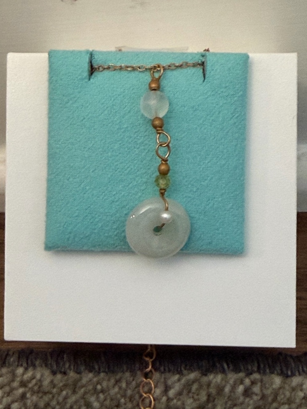Copper Pale Green Jade Pendant Necklace - Women Jewelry